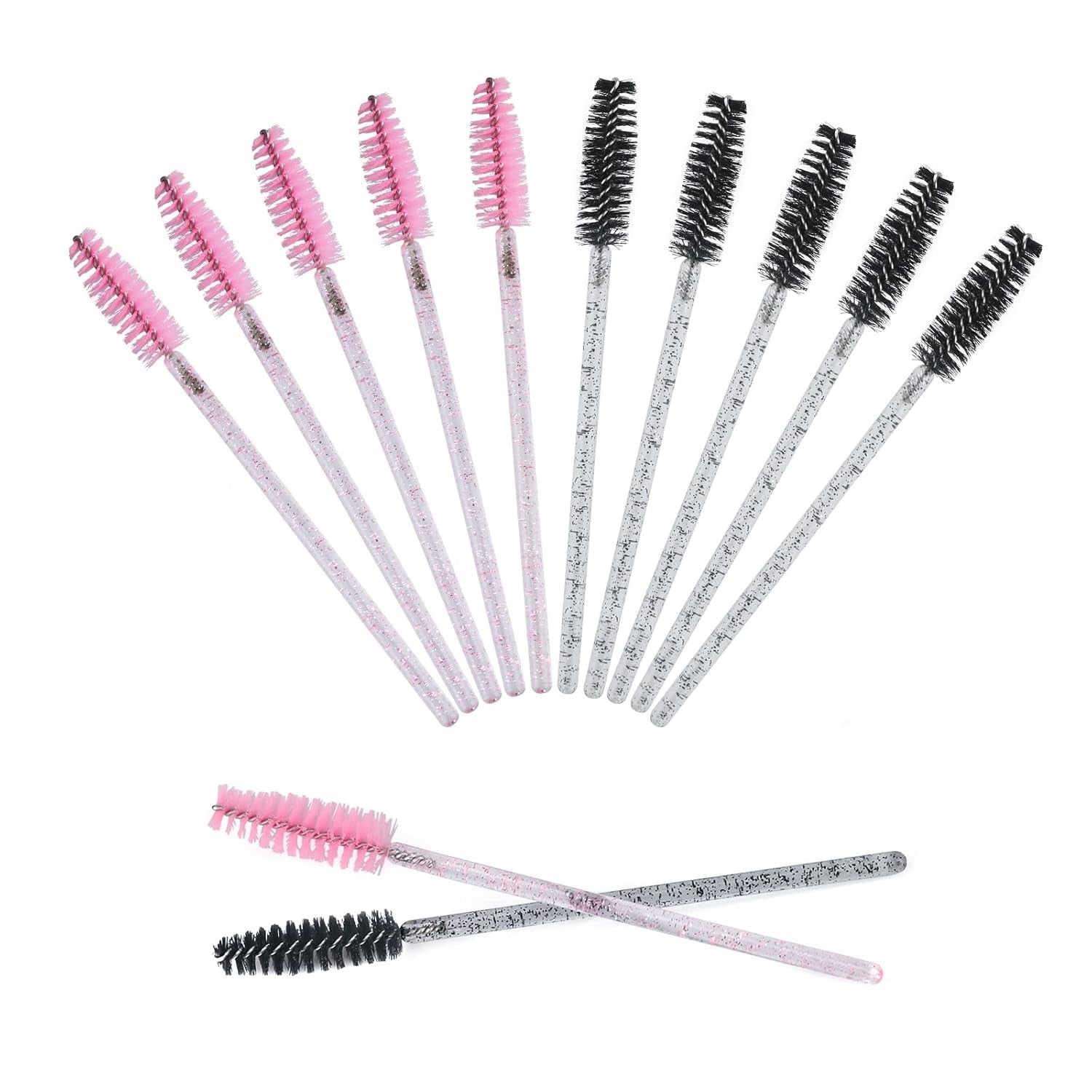 100PCS Eyelash Mascara Brushes, Disposable Lash Spoolies, Crystal Mascara Wands Makeup Kits for Eyelash Extensions and Eyebrow (Pink)