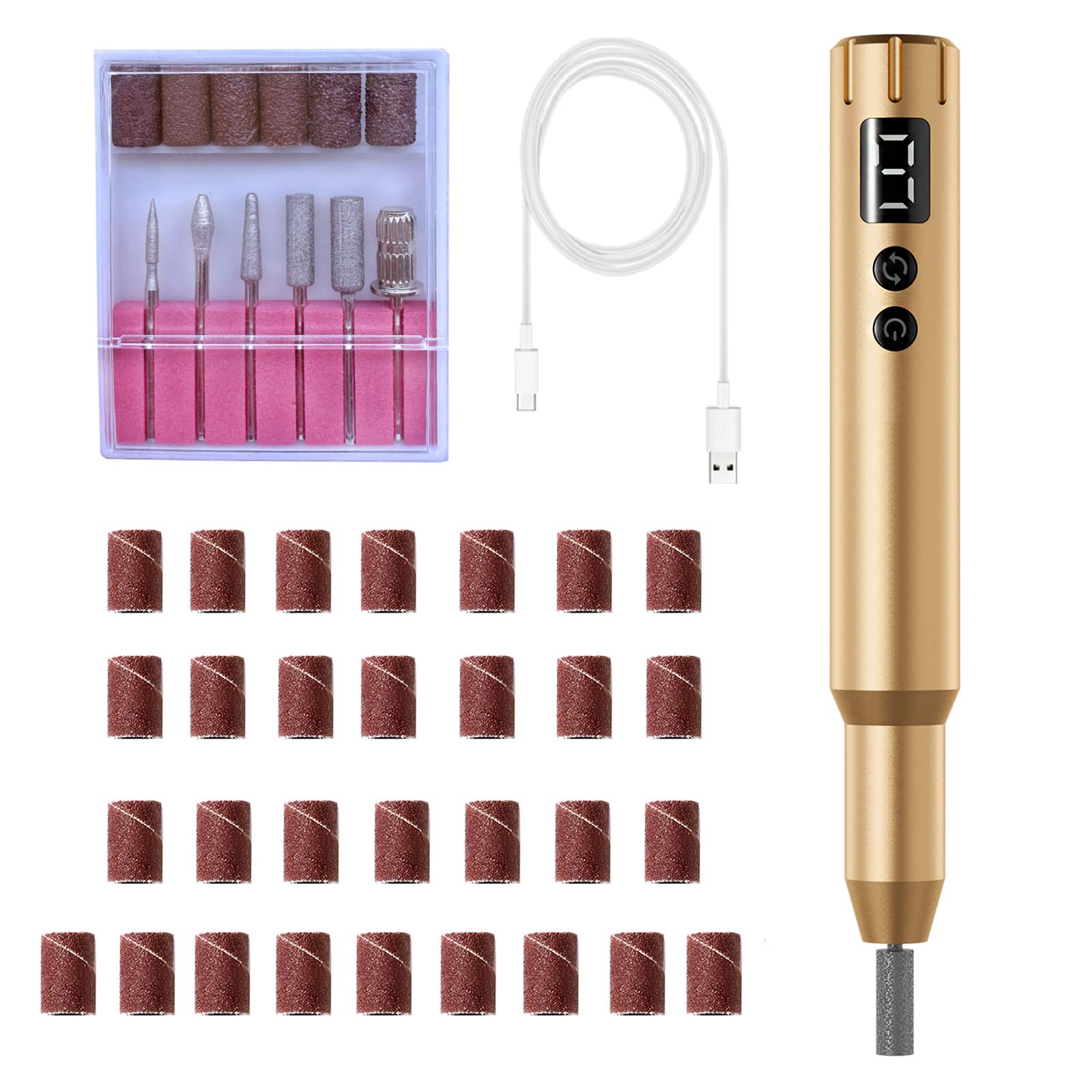 Kit Electric Rechargeable Set Cordless Nail Art Grinding Machine Compact P