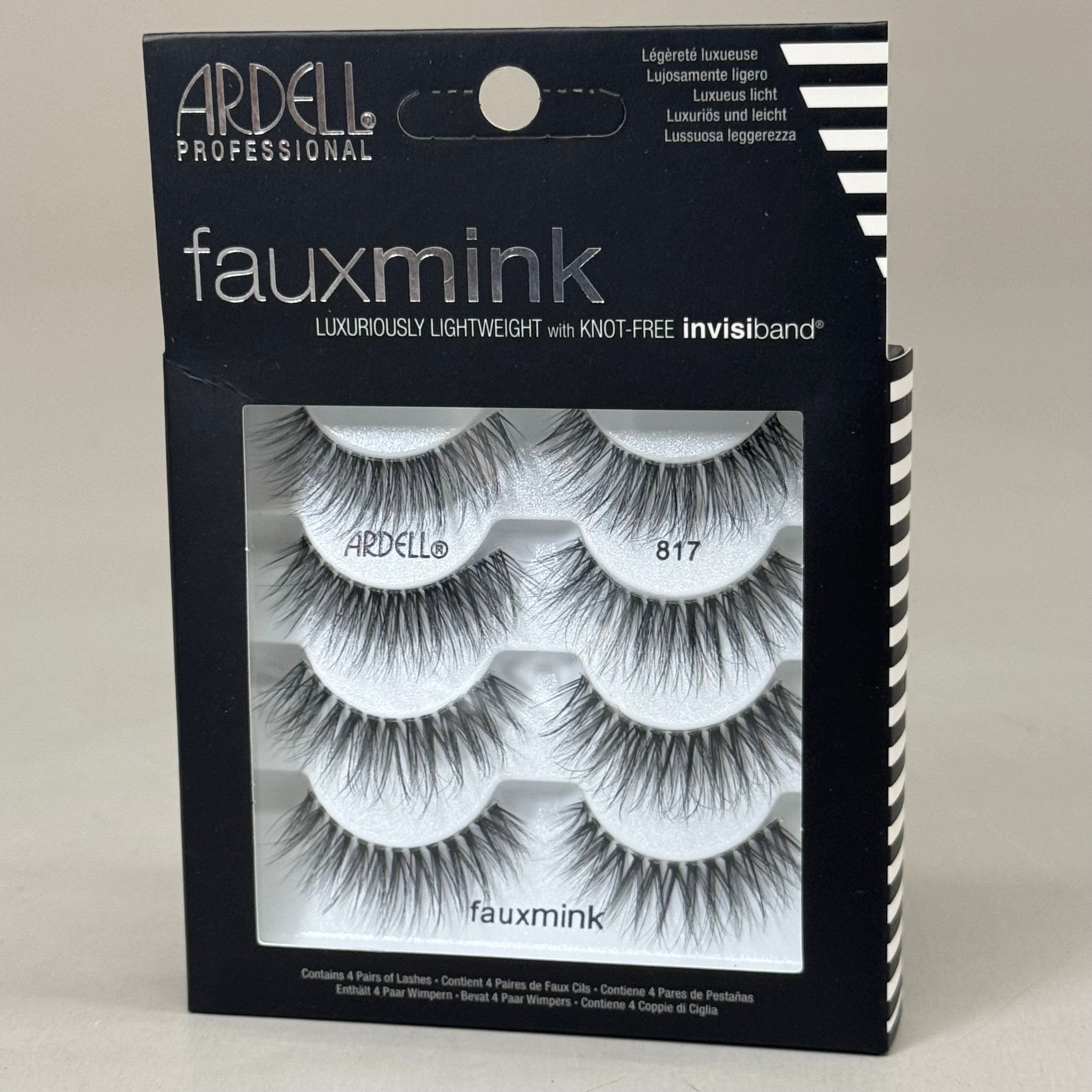ARDELL (4 PACK, 4 PAIRS EACH)  Fauxmink Lashes Lightweight Knot-Free Black 817