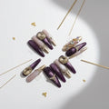 Purple cat eye press on nails luxury shiny