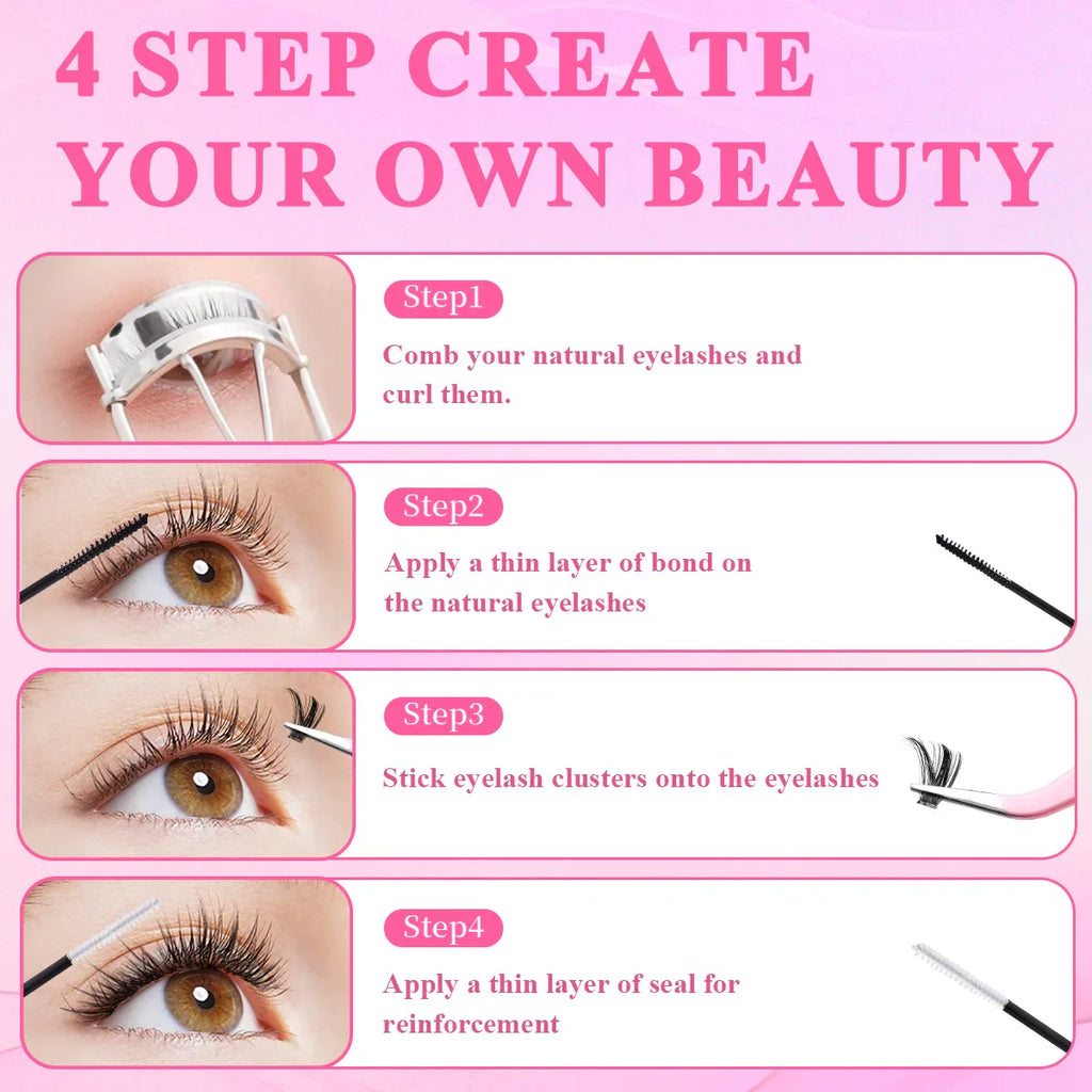 600pcs Colorful Lashes Cluster Eyelash Extensions Book | 9-16mm Mix DIY Lash Kit