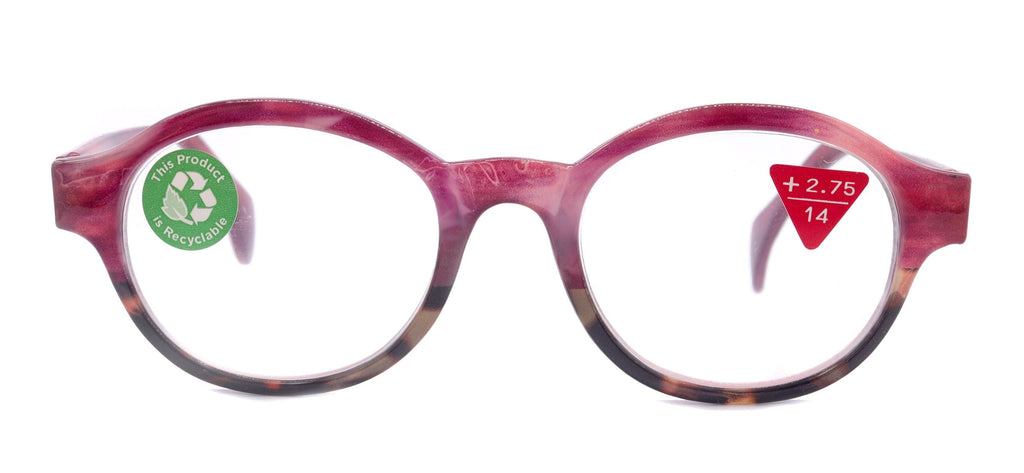 Citlalli, (Premium) Reading Glasses, Round Frame  +1.25 .. +3 Magnifying Eyeglasses (Marble Pink) Circle Style. NY Fifth Avenue