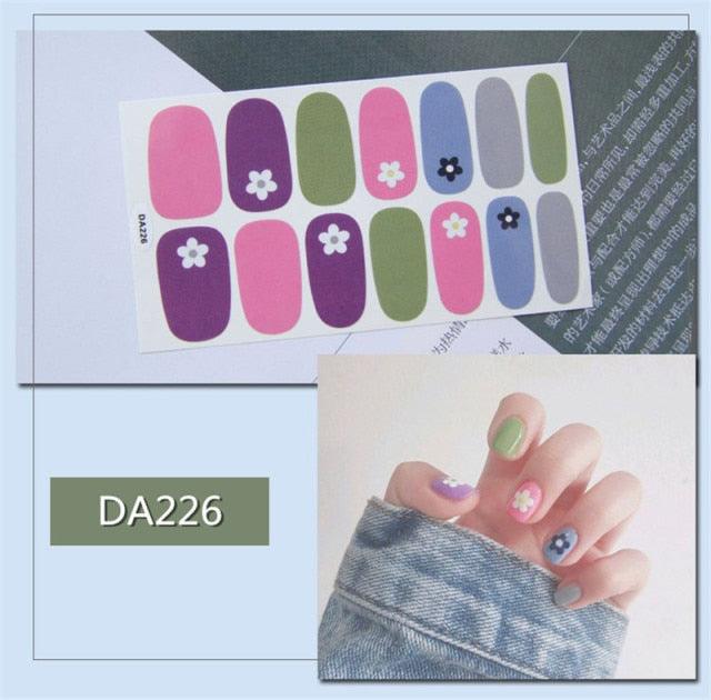 Golden Glitter Nail Wraps – 3D Adhesive Full Cover Nail Art Stickers