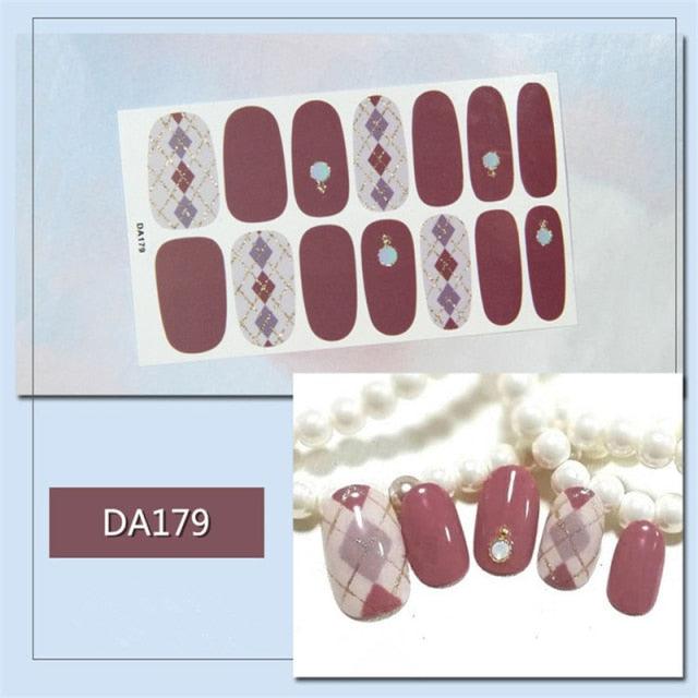Golden Glitter Nail Wraps – 3D Adhesive Full Cover Nail Art Stickers
