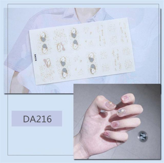 Golden Glitter Nail Wraps – 3D Adhesive Full Cover Nail Art Stickers