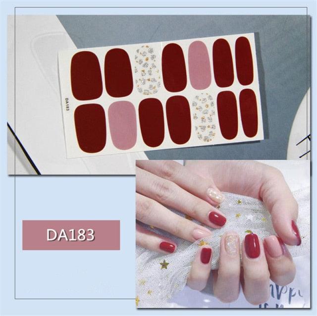 Golden Glitter Nail Wraps – 3D Adhesive Full Cover Nail Art Stickers