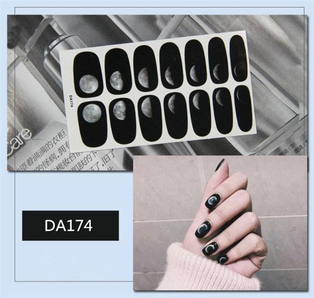 Golden Glitter Nail Wraps – 3D Adhesive Full Cover Nail Art Stickers