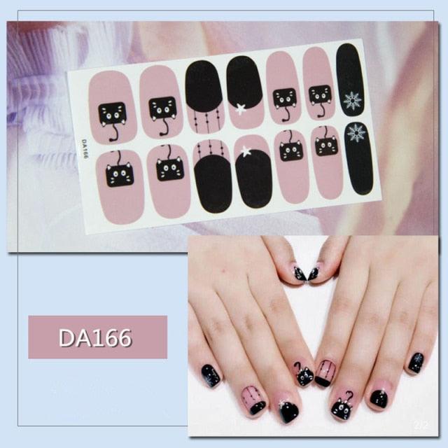 Golden Glitter Nail Wraps – 3D Adhesive Full Cover Nail Art Stickers