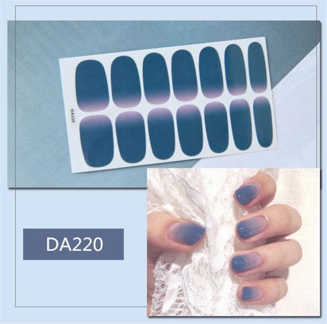 Golden Glitter Nail Wraps – 3D Adhesive Full Cover Nail Art Stickers