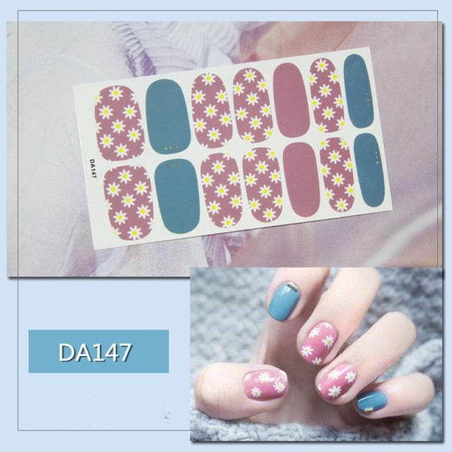 Golden Glitter Nail Wraps – 3D Adhesive Full Cover Nail Art Stickers