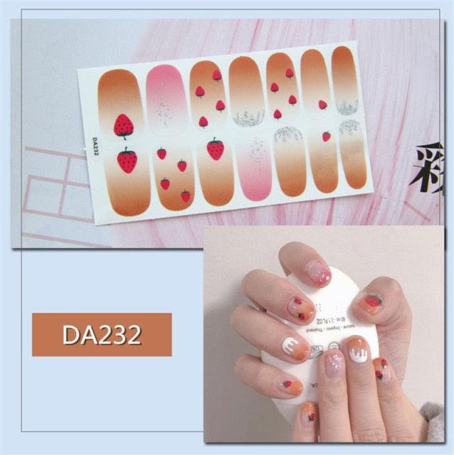 Golden Glitter Nail Wraps – 3D Adhesive Full Cover Nail Art Stickers