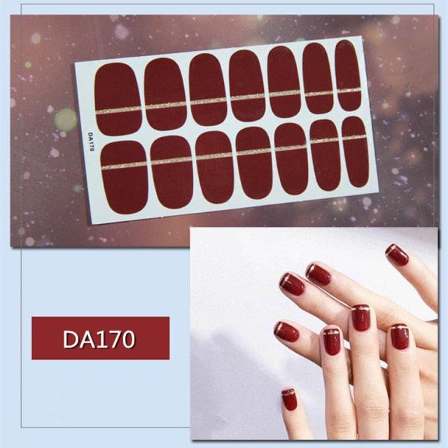 Golden Glitter Nail Wraps – 3D Adhesive Full Cover Nail Art Stickers