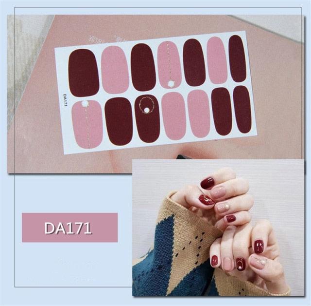 Golden Glitter Nail Wraps – 3D Adhesive Full Cover Nail Art Stickers