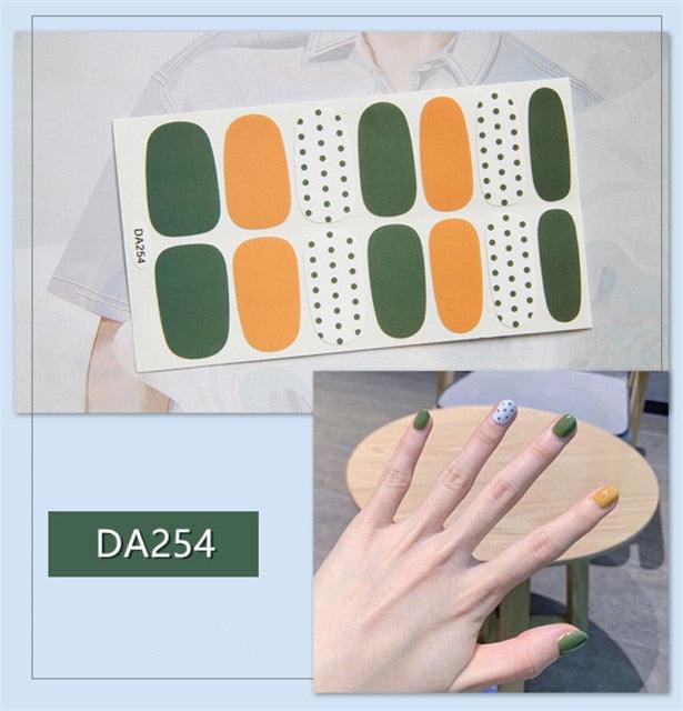 Golden Glitter Nail Wraps – 3D Adhesive Full Cover Nail Art Stickers