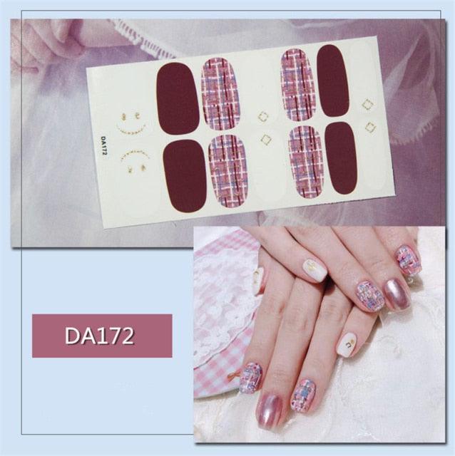 Golden Glitter Nail Wraps – 3D Adhesive Full Cover Nail Art Stickers