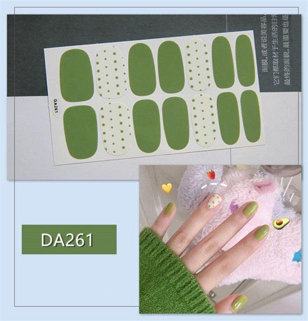 Golden Glitter Nail Wraps – 3D Adhesive Full Cover Nail Art Stickers