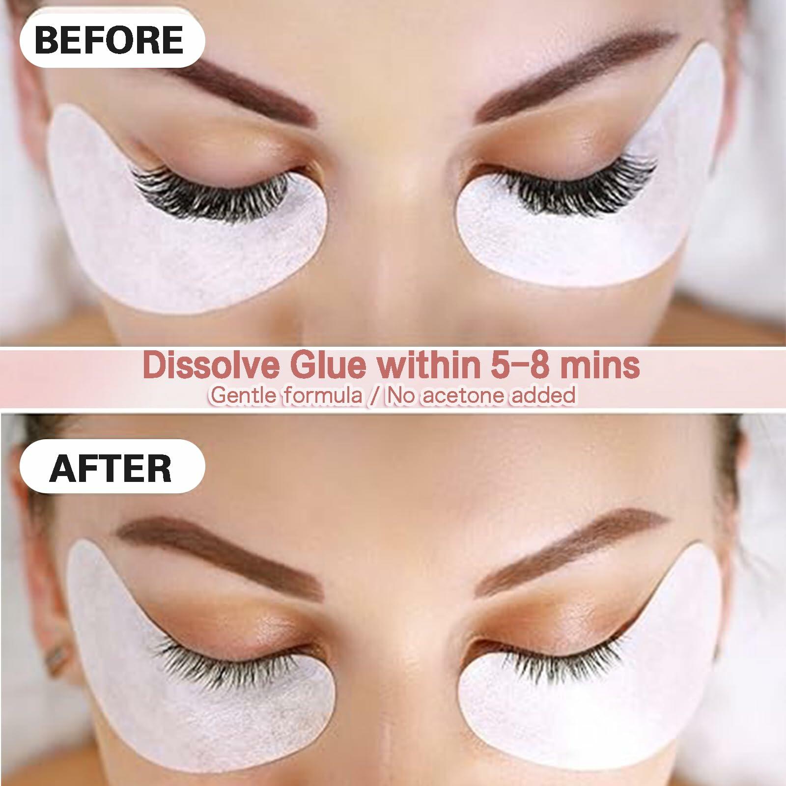 Anforlin Lash Remover Kit 10g Peach Scent with Eye Pads Brushes Tweezers