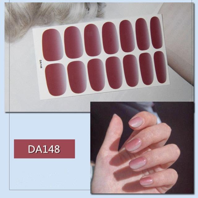Golden Glitter Nail Wraps – 3D Adhesive Full Cover Nail Art Stickers