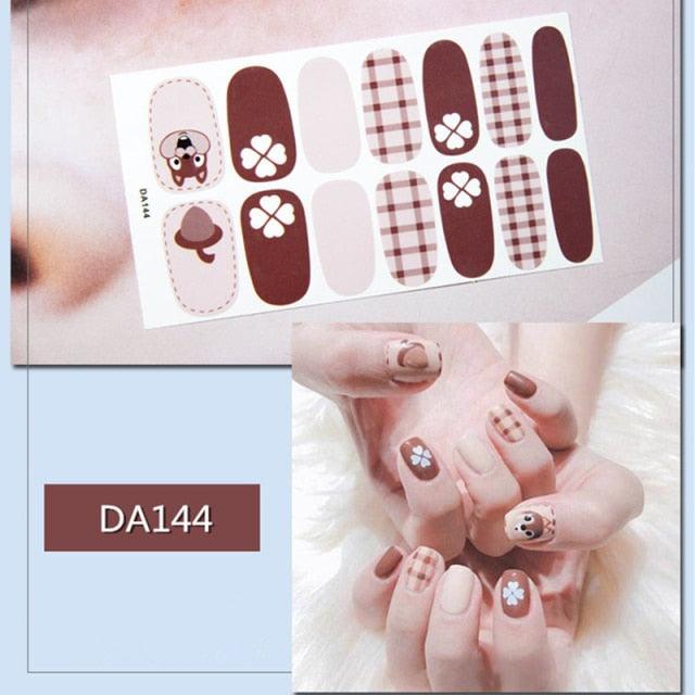 Golden Glitter Nail Wraps – 3D Adhesive Full Cover Nail Art Stickers