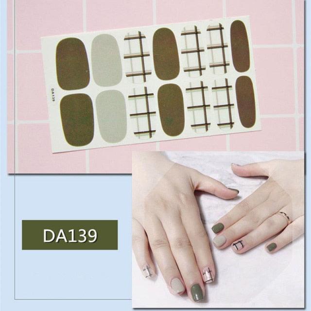 Golden Glitter Nail Wraps – 3D Adhesive Full Cover Nail Art Stickers