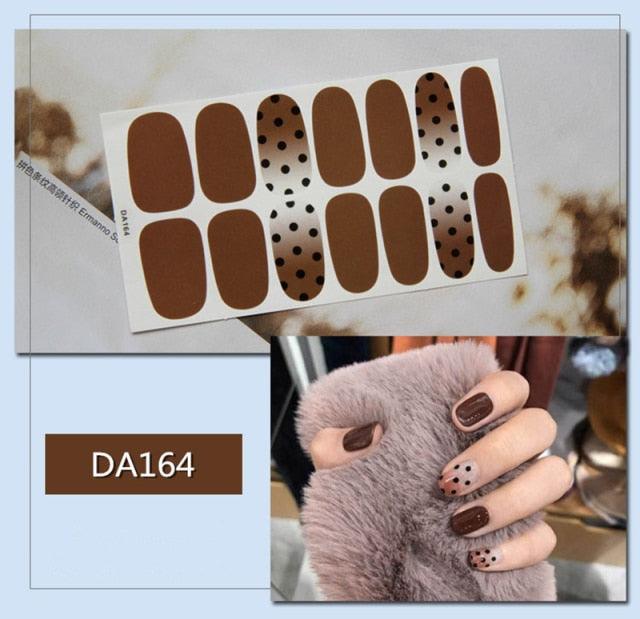 Golden Glitter Nail Wraps – 3D Adhesive Full Cover Nail Art Stickers