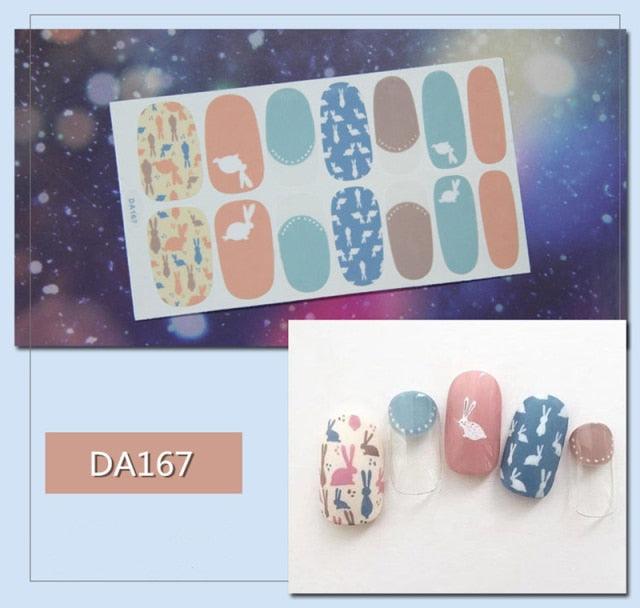 Golden Glitter Nail Wraps – 3D Adhesive Full Cover Nail Art Stickers
