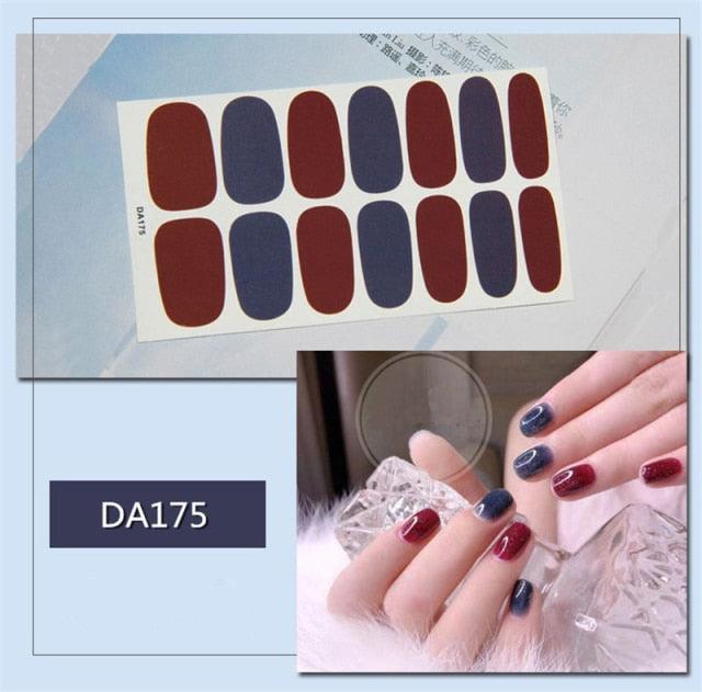 Golden Glitter Nail Wraps – 3D Adhesive Full Cover Nail Art Stickers