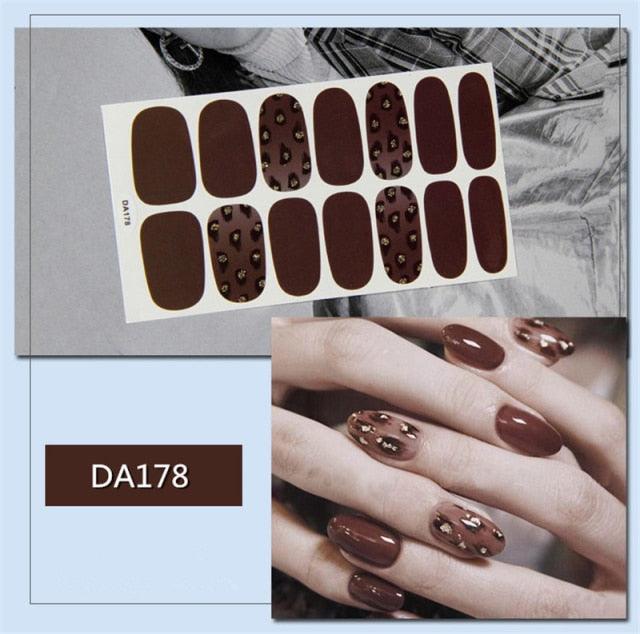 Golden Glitter Nail Wraps – 3D Adhesive Full Cover Nail Art Stickers