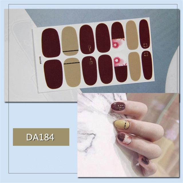 Golden Glitter Nail Wraps – 3D Adhesive Full Cover Nail Art Stickers