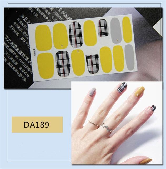 Golden Glitter Nail Wraps – 3D Adhesive Full Cover Nail Art Stickers