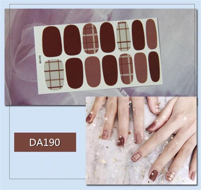 Golden Glitter Nail Wraps – 3D Adhesive Full Cover Nail Art Stickers
