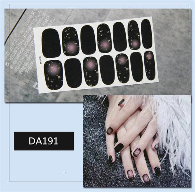 Golden Glitter Nail Wraps – 3D Adhesive Full Cover Nail Art Stickers