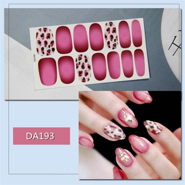 Golden Glitter Nail Wraps – 3D Adhesive Full Cover Nail Art Stickers
