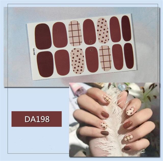 Golden Glitter Nail Wraps – 3D Adhesive Full Cover Nail Art Stickers