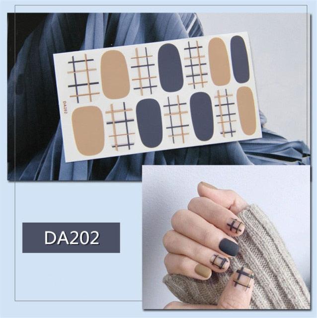 Golden Glitter Nail Wraps – 3D Adhesive Full Cover Nail Art Stickers