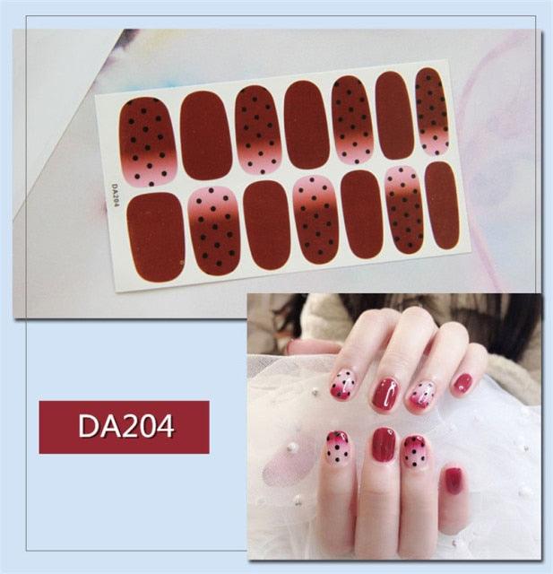 Golden Glitter Nail Wraps – 3D Adhesive Full Cover Nail Art Stickers