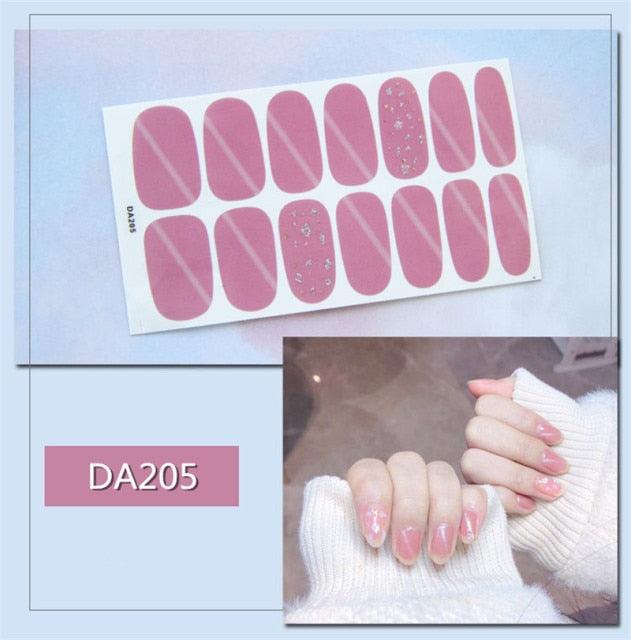Golden Glitter Nail Wraps – 3D Adhesive Full Cover Nail Art Stickers