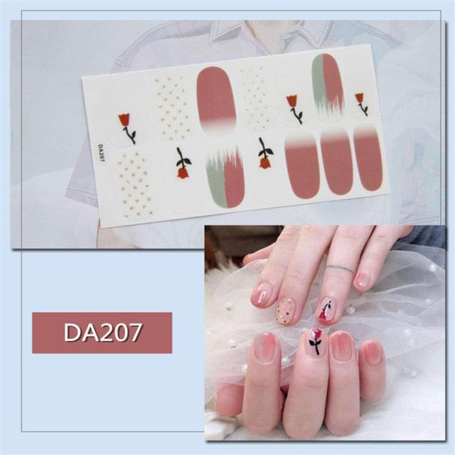Golden Glitter Nail Wraps – 3D Adhesive Full Cover Nail Art Stickers