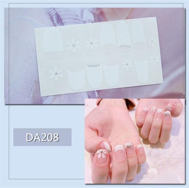 Golden Glitter Nail Wraps – 3D Adhesive Full Cover Nail Art Stickers
