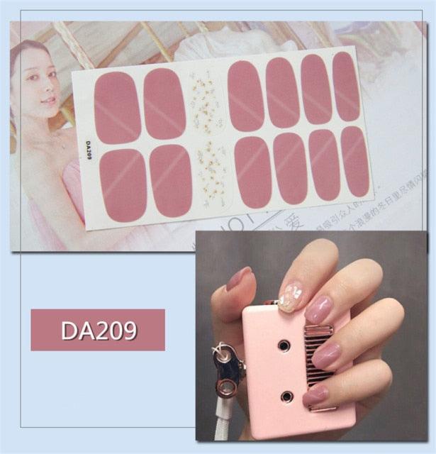 Golden Glitter Nail Wraps – 3D Adhesive Full Cover Nail Art Stickers