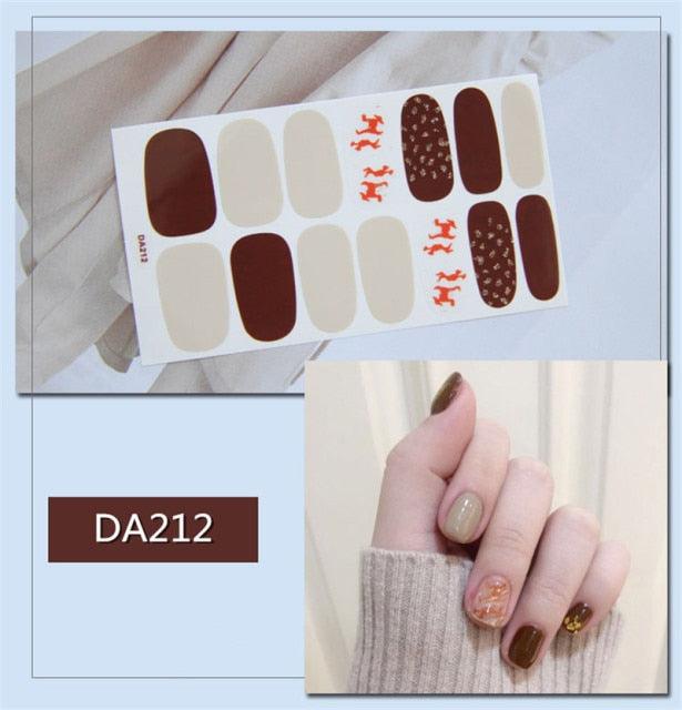 Golden Glitter Nail Wraps – 3D Adhesive Full Cover Nail Art Stickers