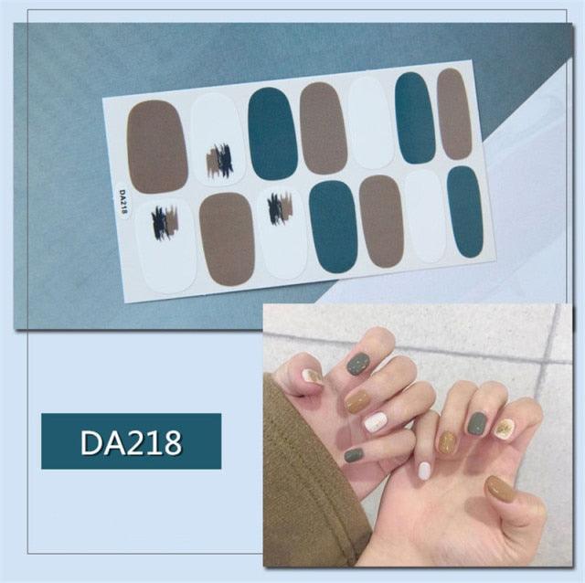 Golden Glitter Nail Wraps – 3D Adhesive Full Cover Nail Art Stickers