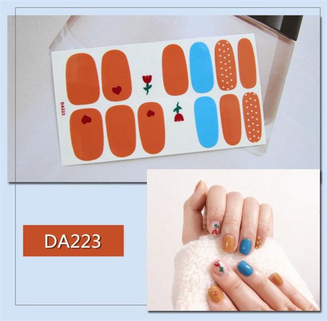 Golden Glitter Nail Wraps – 3D Adhesive Full Cover Nail Art Stickers