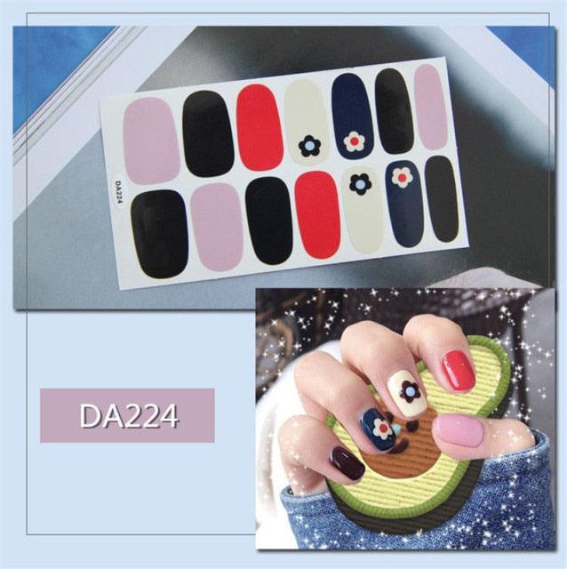Golden Glitter Nail Wraps – 3D Adhesive Full Cover Nail Art Stickers