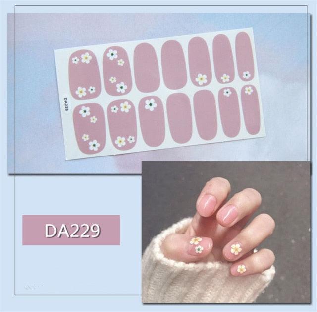 Golden Glitter Nail Wraps – 3D Adhesive Full Cover Nail Art Stickers
