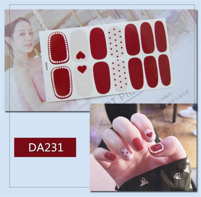 Golden Glitter Nail Wraps – 3D Adhesive Full Cover Nail Art Stickers