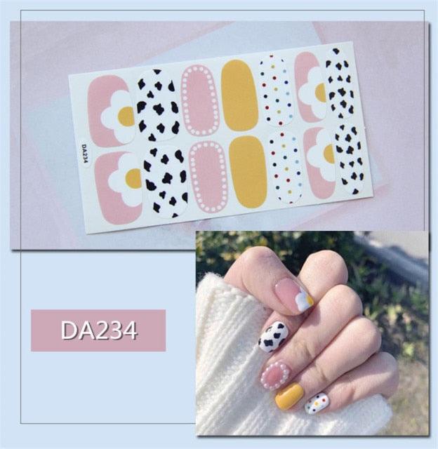 Golden Glitter Nail Wraps – 3D Adhesive Full Cover Nail Art Stickers