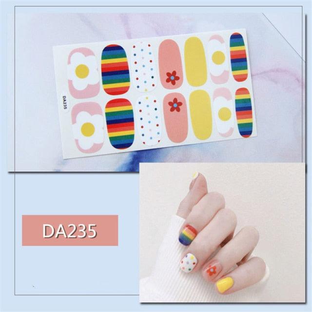 Golden Glitter Nail Wraps – 3D Adhesive Full Cover Nail Art Stickers