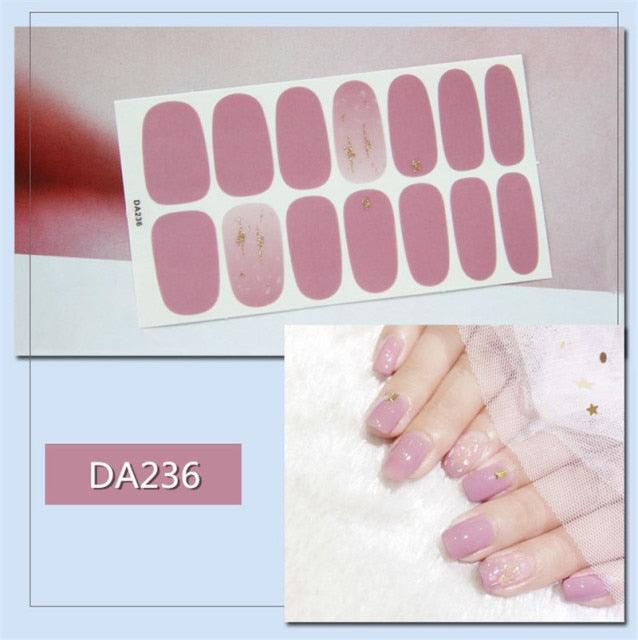 Golden Glitter Nail Wraps – 3D Adhesive Full Cover Nail Art Stickers