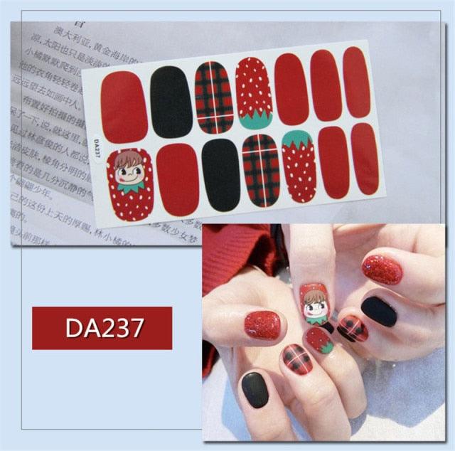Golden Glitter Nail Wraps – 3D Adhesive Full Cover Nail Art Stickers